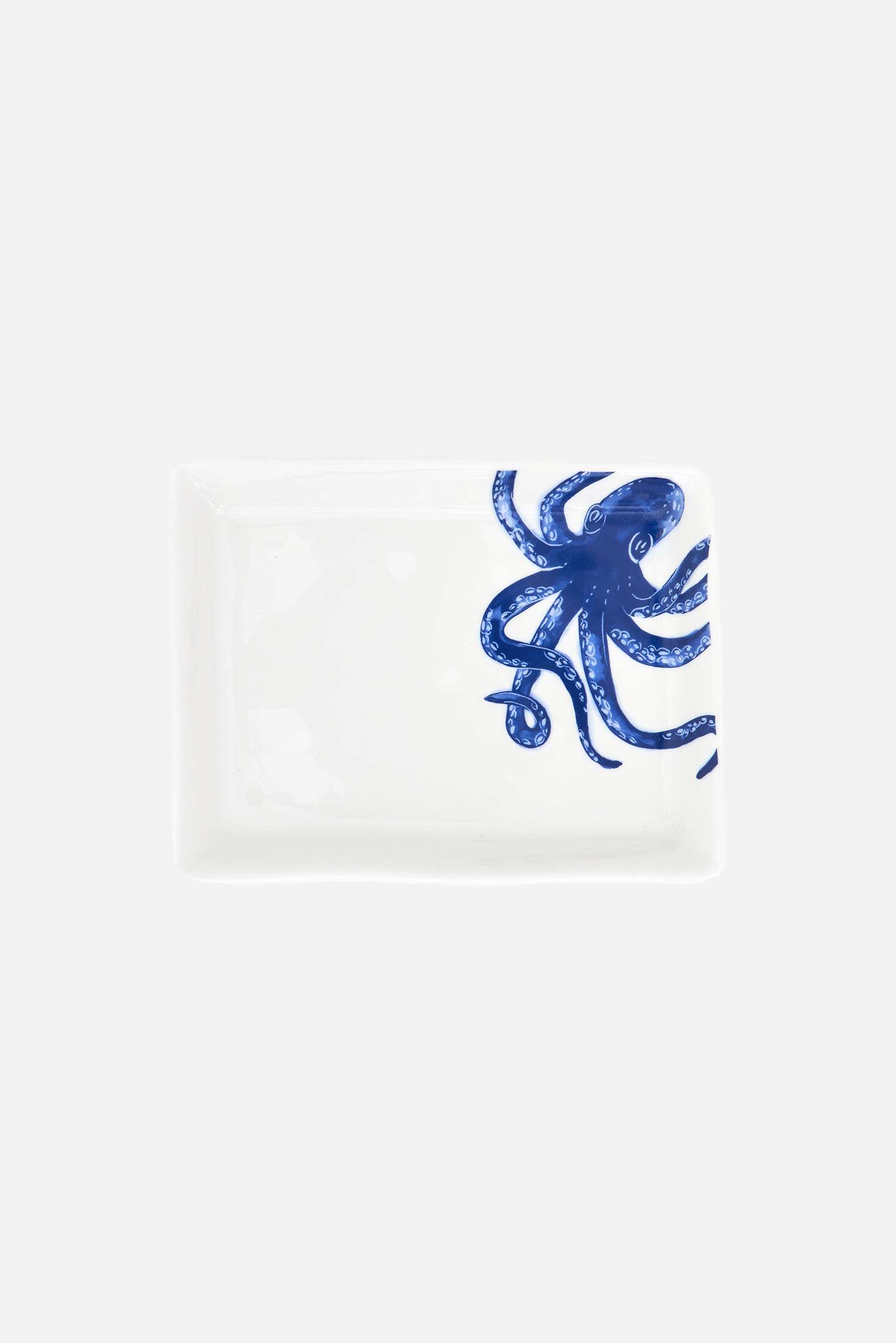 D8565 - Octopus Tray, Cearmic, White/Blue